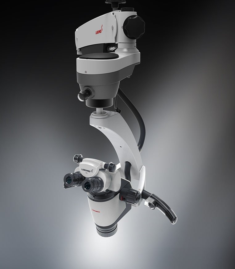 Dental operating microscope used for microscopic root canal treatment at Gelos Dentistry in Mohali.